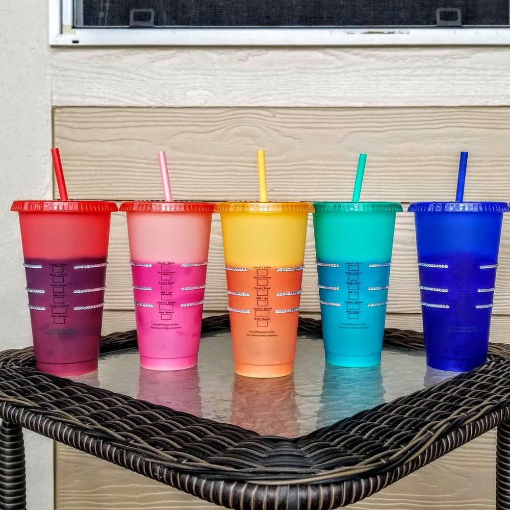 RHINESTONE BLING STARBUCKS COLOR CHANGING CUPS
